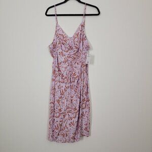 Nine West Womens Midi Floral Dress XXL Ruched Front Adjustable Strap Whimsical
